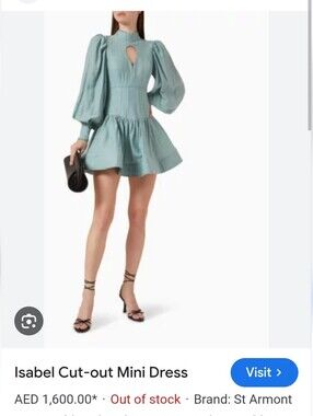 Isabel Cut-Out Mini Dress in Sage Blue